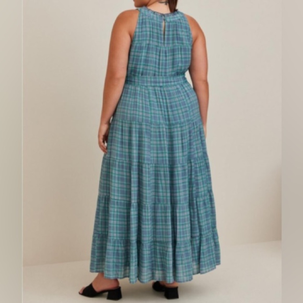 Torrid Blue Plaid Halter Maxi Dress - Picture 2 of 6